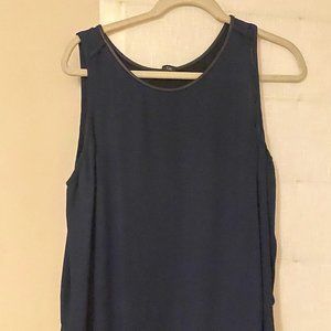 Club Monaco Navy Blue & Black Leather Trim Top